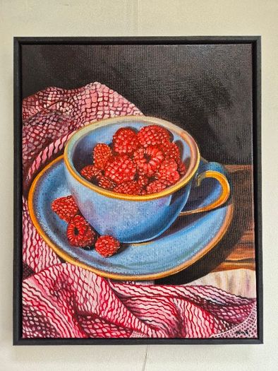 Raspberry Delight - oil painting | Framed