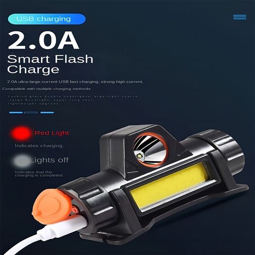 USB Charging LED Headlight - Near & Far COB Light, Multifunctional for Outdoor Fishing & Emergency, Free inspection