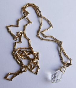 Antique Gold Filled Hayseed Chain Necklace and Pendant length 12"