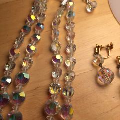 Crystal necklace and earring set