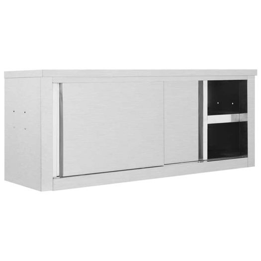 Kitchen Wall Cabinet with Sliding Doors 120x40x50 cm Stainless Steel
