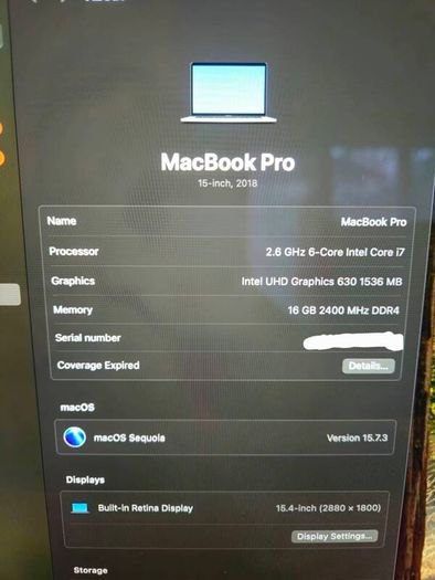 Macbook Pro 2018 15inch touchbar