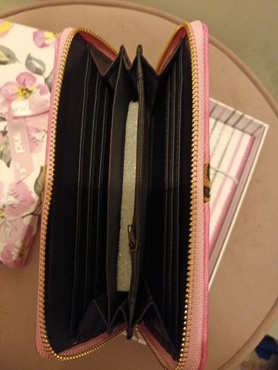 Pink wallet in gift box