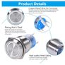 19mm 12v Stainless Steel Silver Shell Self Locking LED Waterproof Switch 5pieces Image 2