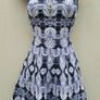 Karen Millen Black Blue Jacquard Fit Flare Knit Dress Image 2