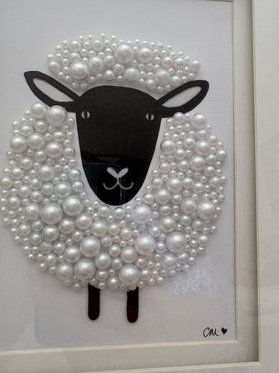 Handcrafted framed Sheep mixed media Mosaic