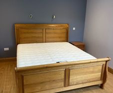 Solid Oak Super King Sleigh Bed With Mattress