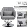 Swivel Linen Fabric Accent Chair for Living Room Contemporary Vanity Armchair with Adjustable Height Thick Cushion Lumbar Support Armrest for Bedroom Office Light Grey Image 6