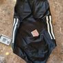 Girls cut 3 strips Addidas swimming suit in black/white Image 2