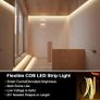 COB LED Strip Light 5M,24V Dimmable Dotless LED Strip with App and Remote dimmable,Natura White 4000K,8mm Wide,CRI>90,cutable Strip Lights with Power Supply for Bedroom,Kitchen,cabinets Image 2