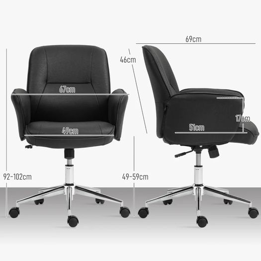 Office chair, height-adjustable, breathable cover, tilt function, up to 120 kg, Black