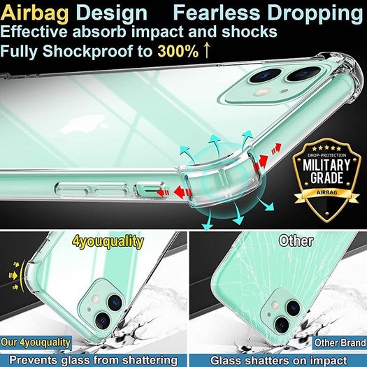 Case for iPhone 11 Case with [2-Pack Tempered Glass Screen Protectors], 6.1-Inch, Advanced Airbag Drop Protection, Shockproof Transparent Clear Bumper Phone Cover, Anti-Scratch (FREE POSTAGE)