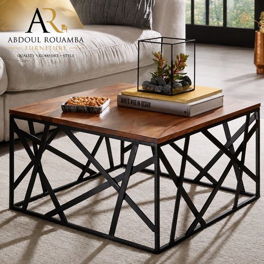 Luxury Sheesham Wood Coffee Table Modern Square Coffee Table.