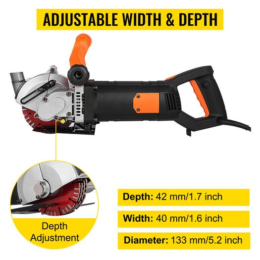 Electric Wall Chaser 4KW 4.8KW Seamless Groove Cutting Machine 125mm Steel Concrete Circular Saw Slotting Tool Set