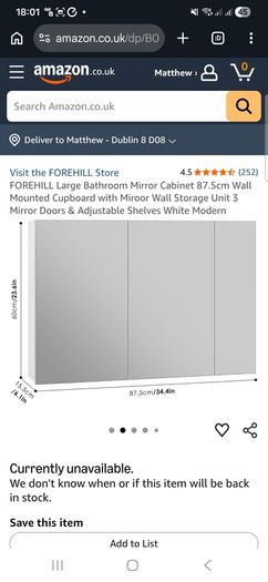 Wall mounted mirror bathroom cabinet