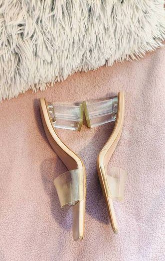 Zara Women Vinyl Mules with Methacrylate Heels Size 39