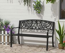 2 Seater Metal Garden Bench Patio Outdoor Park Porch Chair