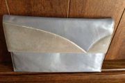 Vintage 80s Jacques Vert Grey leather clutch bag