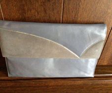 Vintage 80s Jacques Vert Grey leather clutch bag