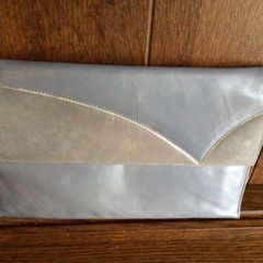 Vintage 80s Jacques Vert Grey leather clutch bag