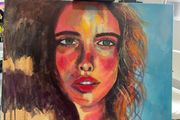 Vibrant Colourful Portrait Acrylic Painting on Canvas - 40x50cm
