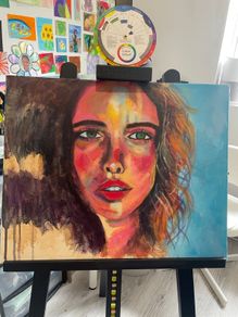 Vibrant Colourful Portrait Acrylic Painting on Canvas - 40x50cm