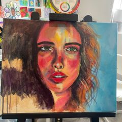 Vibrant Colourful Portrait Acrylic Painting on Canvas - 40x50cm