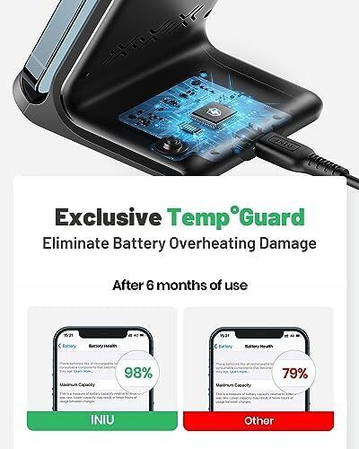 Wireless Charger Stand, 15W Qi Fast Charging Dock Phone Charger, Adaptive LED Wireless Charging Station for iPhone 16 15 14 13 12 11 9 8 XR, Samsung S22 S21 S10 S9, LG V40 G8, Pixel 8 7 6 etc.