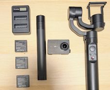 YI 4K+ Action Camera Bundle 3-Axis Yi Gimbal, Gimbal Extension Pole, 3 Batteries & Dual Charger