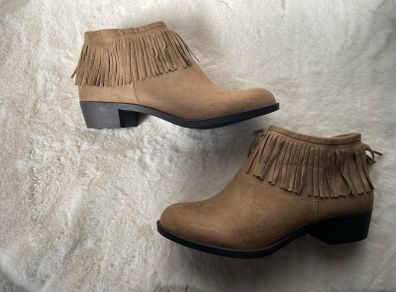 Brown suede fringe ankle boot size 7 - New