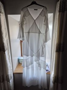 White Sheer Frilly Maxi Summer Dress XL