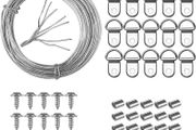 Picture Hanging Wire, yeestone Picture Hanging Kit, Including 10m Heavy Duty Picture Hanging Wire, 15PCS D Rings, 15PCS Screws and 20PCS Crimp Tubes, Picture Wire Hanging Kit for Picture Clock