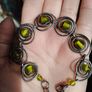 Vintage Twisted Bracelet with Green Glass Beads Inserts. Image 5