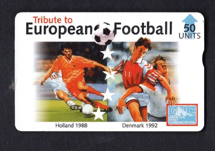 1996 Gibraltar 50 unit Tribute to European Football European Football Cup (Generic Manufacturer (Not Printed on Card) Phone Card