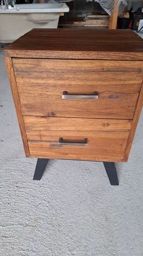 Solid Teak Vintage Style Bedside Drawers
