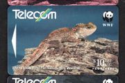 1993 New Zealand 5, 10 and 20 World Wide Fund For Nature. Fur Seal, Tuatara and Hooker's Sea Lion (GPT - Magnetic) Phone Card