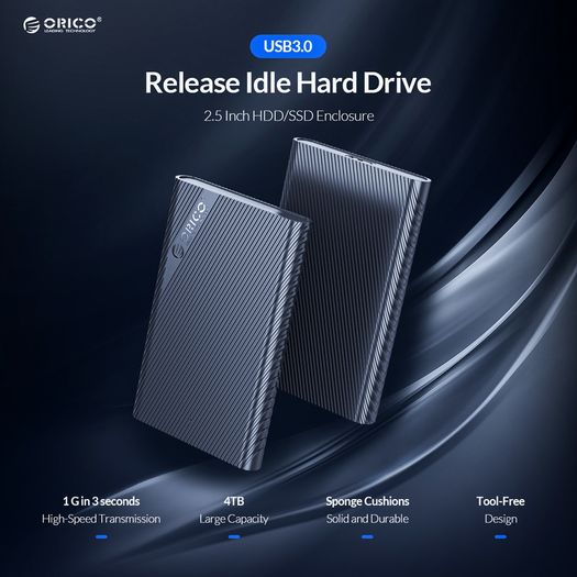 ORICO USB 3.0 (UASP) 5Gbps to SATA 2.5" HDD/SSD Enclosure with Auto Sleep Mode (Brand New/Warranty)