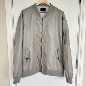 ASSTSERIES Mens 3XL Grey Nylon Bomber Jacket
