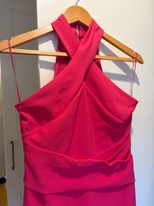 Lipsy Pink Cross.  Front Halter Neck Midi Dress    Size 10 (Excellent Condition)