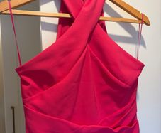 Lipsy Pink Cross.  Front Halter Neck Midi Dress    Size 10 (Excellent Condition)
