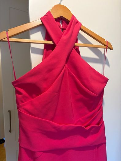 Lipsy Pink Cross.  Front Halter Neck Midi Dress    Size 10 (Excellent Condition)