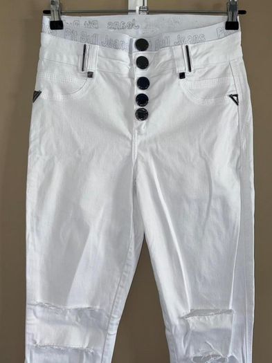 Brazilian Pit Bull White Distressed High Waist Skinny Butt Lift Jeans UK 8/10