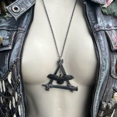 1 Protection Coffin Nails and Crow Necklace Brutalist Crust Punk Pagan Pendant Necklace Talisman Wasteland Dystopian Gothic