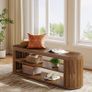 120cm Wooden Entrance Bench with 2-Tier Shoe Rack, Rustic Hallway Storage Bench, Entryway Seating Bench for Bedroom, Living Room & Dining Room Image 5
