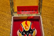 Chinese Beijing Opera Facial Make-Up Miniature Clay Mask In Gift Silk Box 3X2.5"
