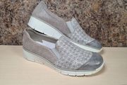 womens RIEKER casual shoes wedge heel trainers runners grey silver stars Size UK 7.5 EU 41 (AT1)