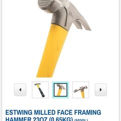 ESTWING Sure Strike Hammer - 23 oz Rip Claw Hammer with Milled Face & Fiberglass Handle - MRF23LM