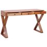 Computer Desk Natural 132x47x77 cm Solid Mahogany Wood Image 4