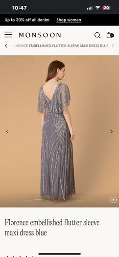 Monsoon Embellished Flutter Sleeve Maxi Dress