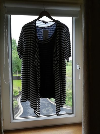 Ladies clothes. Personal Choice. 2 Piece. Inner top is sleeveless. Navy and White. Cardigan has lovely detail. As new. Never worn. Labels on. Size 20 > 22